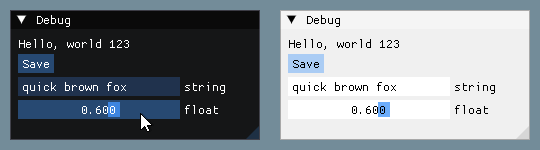 sample code output (dark, light)